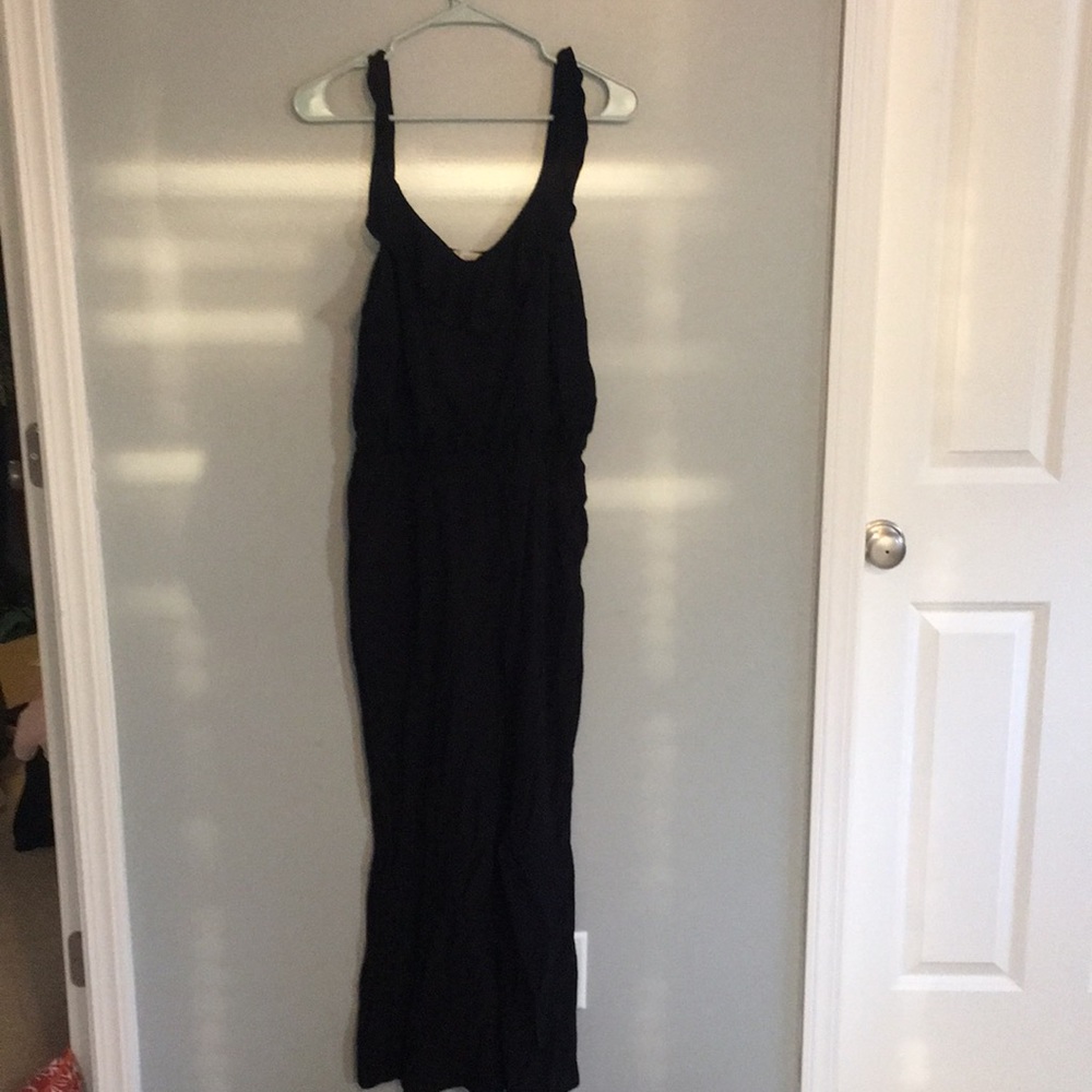 Black pull on jump suit